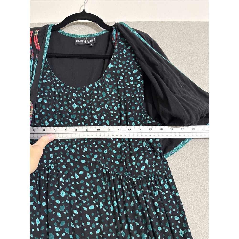 Vtg CAROLE LITTLE Dress Womens 8 Maxi‎ Art to Wear Faux Bolero 90s Boho Western - Picture 14 of 16